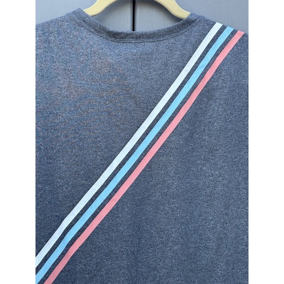 Revolve Iris & Ink Performance Crew Neck T-shirt Crop Heather Gray Striped Sz S - Picture 4 of 10